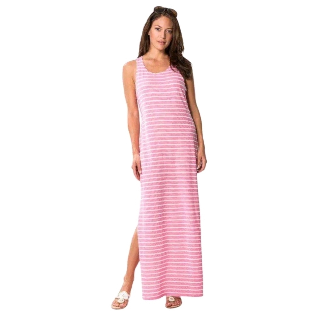 SAIL TO SABLE Jetting to Jetties Maxi Dress Pink Stripe Sleeveless Tank XS